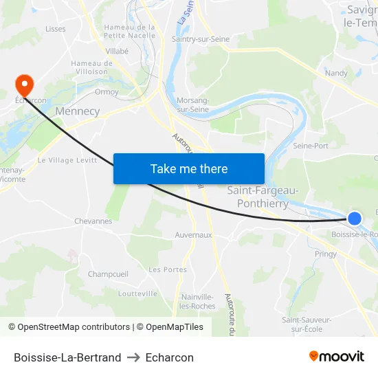 Boissise-La-Bertrand to Echarcon map