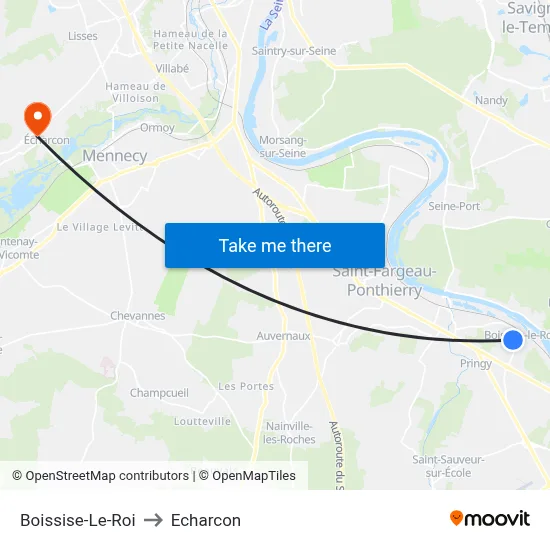 Boissise-Le-Roi to Echarcon map