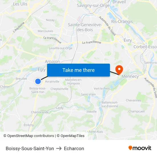Boissy-Sous-Saint-Yon to Echarcon map