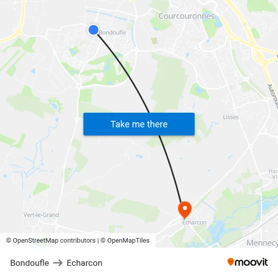 Bondoufle to Echarcon map