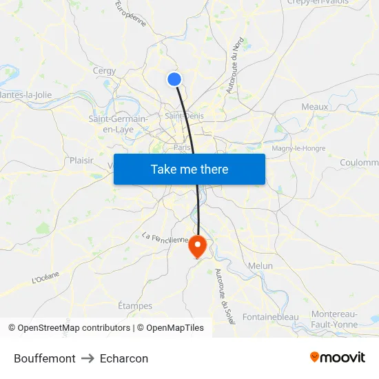 Bouffemont to Echarcon map
