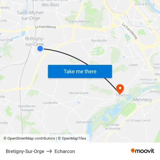 Bretigny-Sur-Orge to Echarcon map