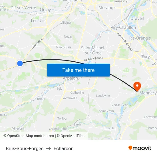 Briis-Sous-Forges to Echarcon map