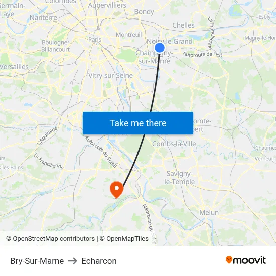 Bry-Sur-Marne to Echarcon map