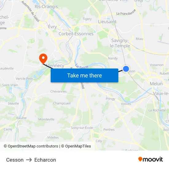 Cesson to Echarcon map