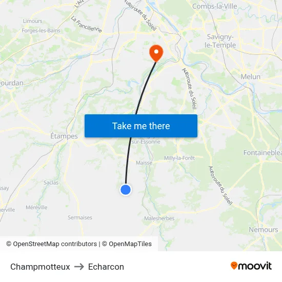 Champmotteux to Echarcon map