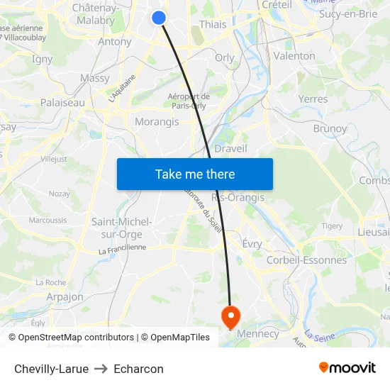 Chevilly-Larue to Echarcon map