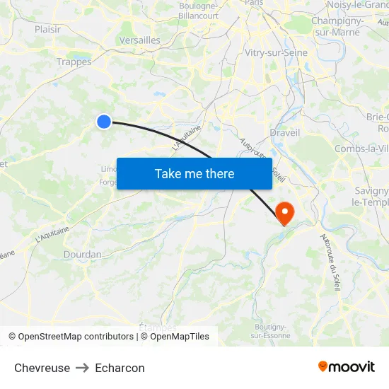 Chevreuse to Echarcon map