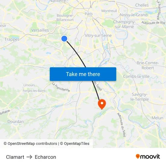 Clamart to Echarcon map