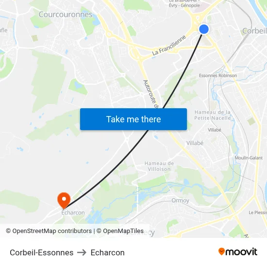 Corbeil-Essonnes to Echarcon map