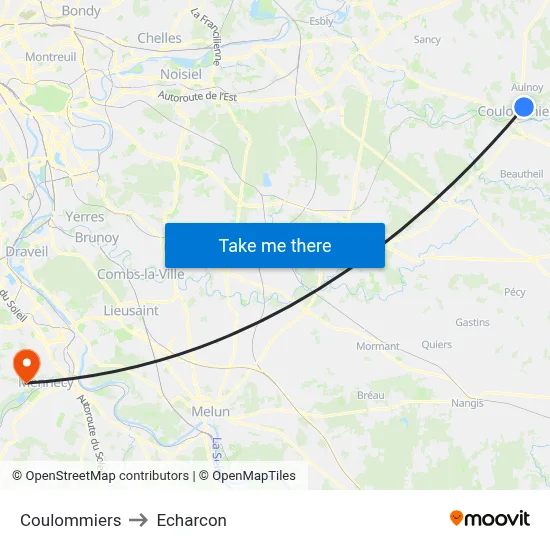 Coulommiers to Echarcon map