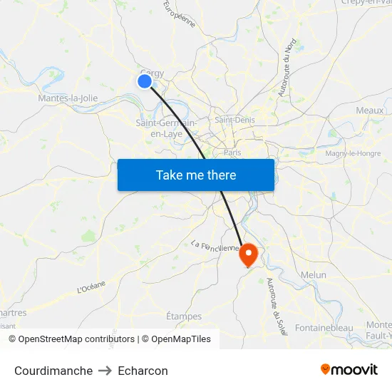 Courdimanche to Echarcon map
