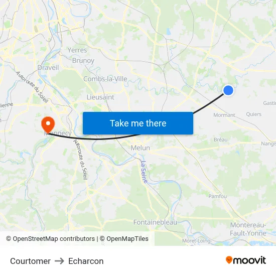 Courtomer to Echarcon map