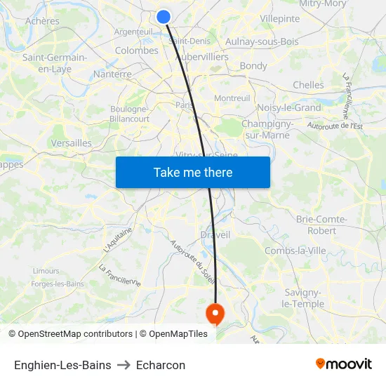 Enghien-Les-Bains to Echarcon map