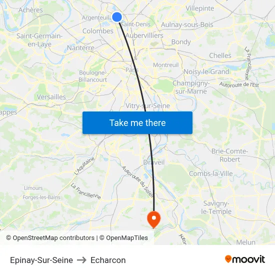 Epinay-Sur-Seine to Echarcon map