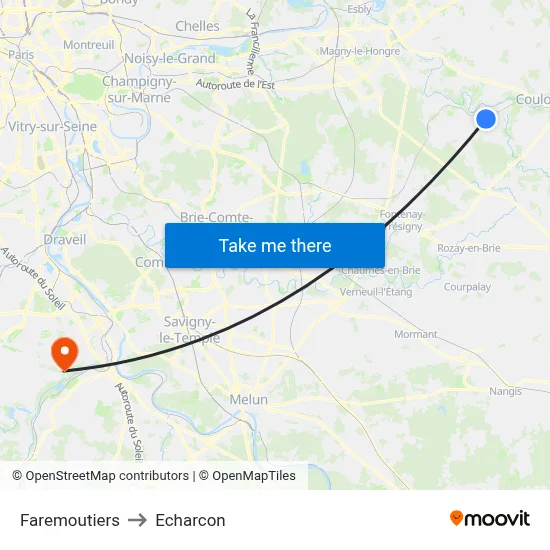 Faremoutiers to Echarcon map