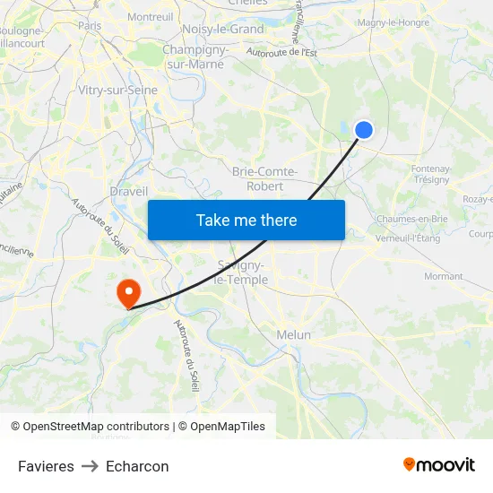 Favieres to Echarcon map
