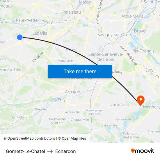 Gometz-Le-Chatel to Echarcon map