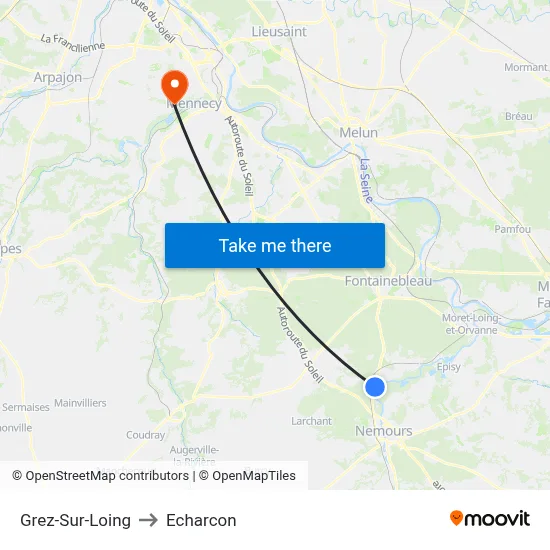 Grez-Sur-Loing to Echarcon map