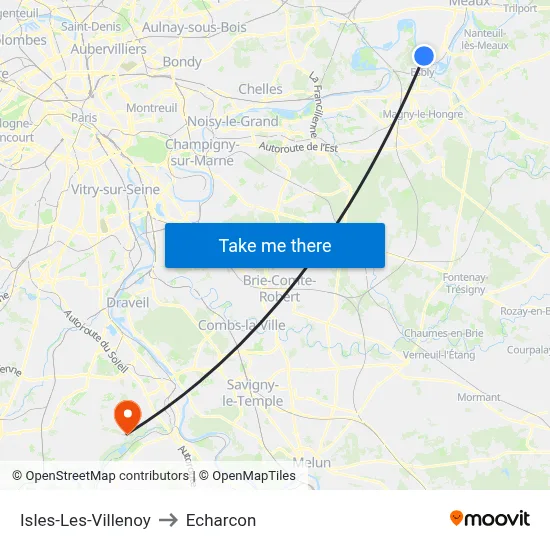 Isles-Les-Villenoy to Echarcon map