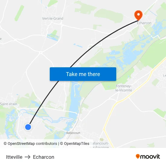 Itteville to Echarcon map