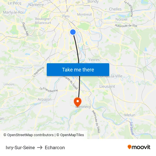 Ivry-Sur-Seine to Echarcon map