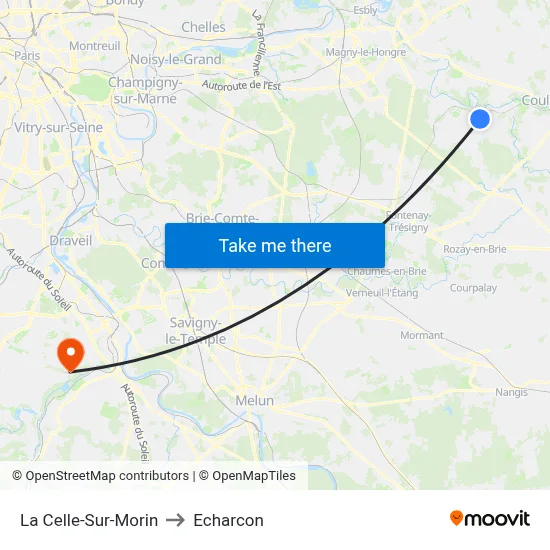 La Celle-Sur-Morin to Echarcon map