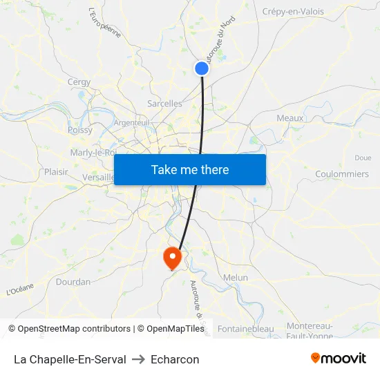 La Chapelle-En-Serval to Echarcon map