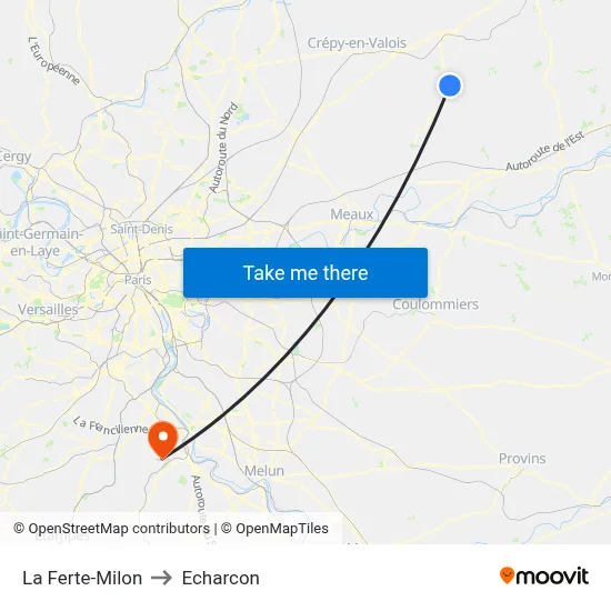La Ferte-Milon to Echarcon map