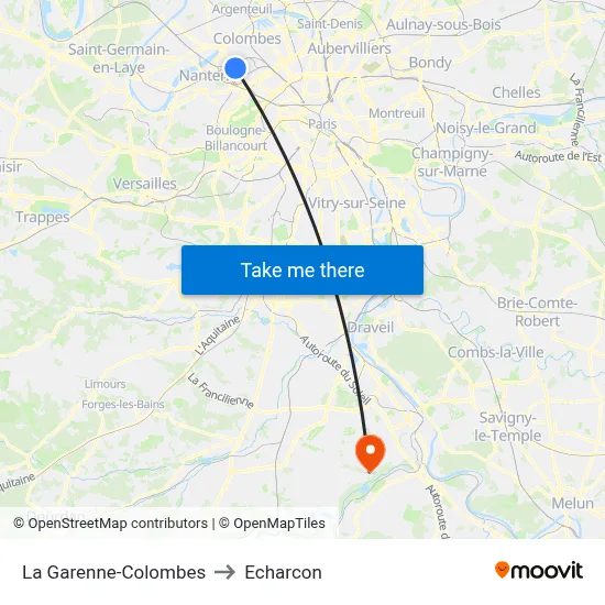 La Garenne-Colombes to Echarcon map
