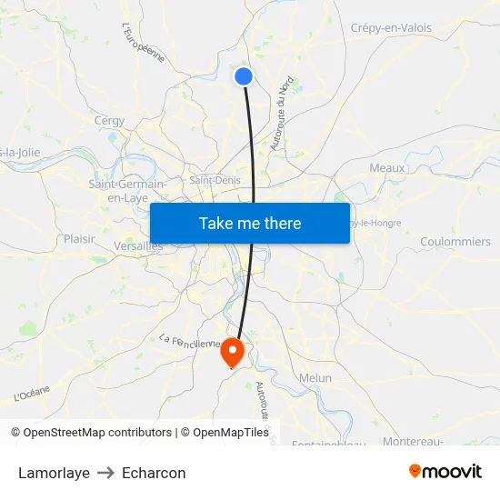 Lamorlaye to Echarcon map