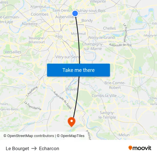 Le Bourget to Echarcon map