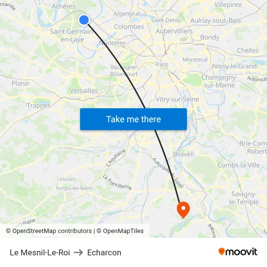 Le Mesnil-Le-Roi to Echarcon map