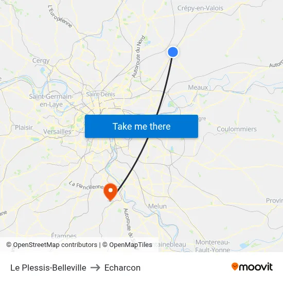 Le Plessis-Belleville to Echarcon map
