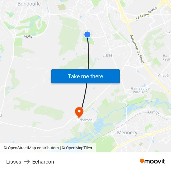 Lisses to Echarcon map