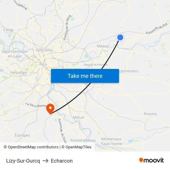 Lizy-Sur-Ourcq to Echarcon map