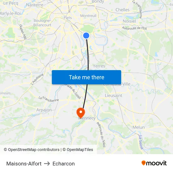 Maisons-Alfort to Echarcon map