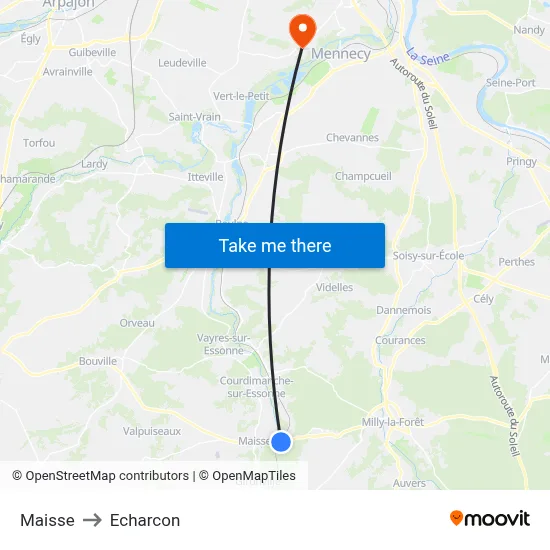 Maisse to Echarcon map