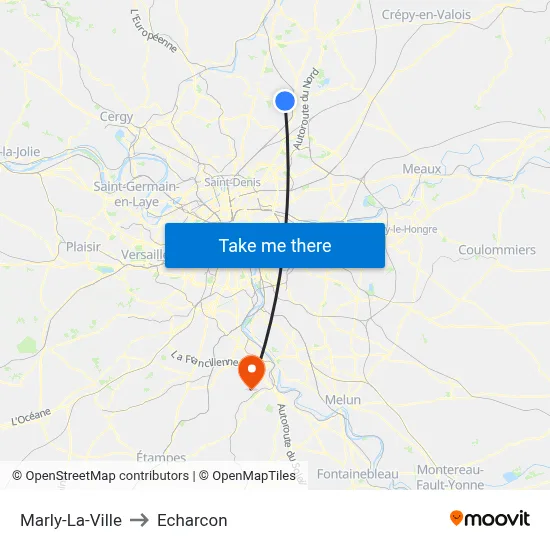 Marly-La-Ville to Echarcon map