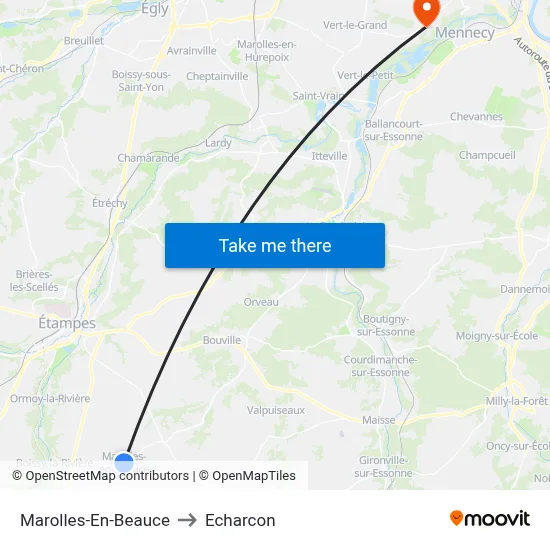 Marolles-En-Beauce to Echarcon map