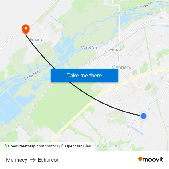 Mennecy to Echarcon map