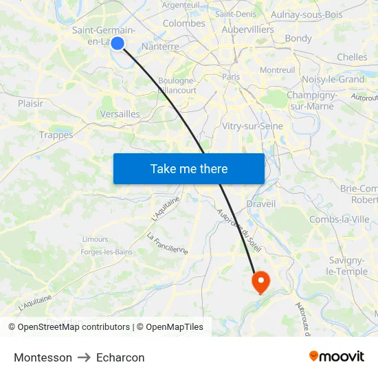 Montesson to Echarcon map