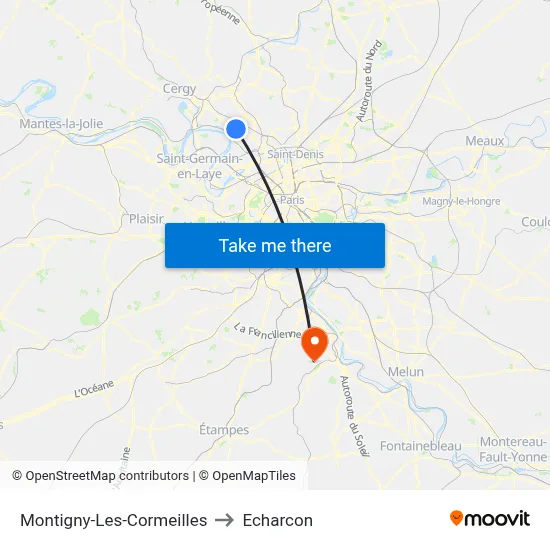 Montigny-Les-Cormeilles to Echarcon map