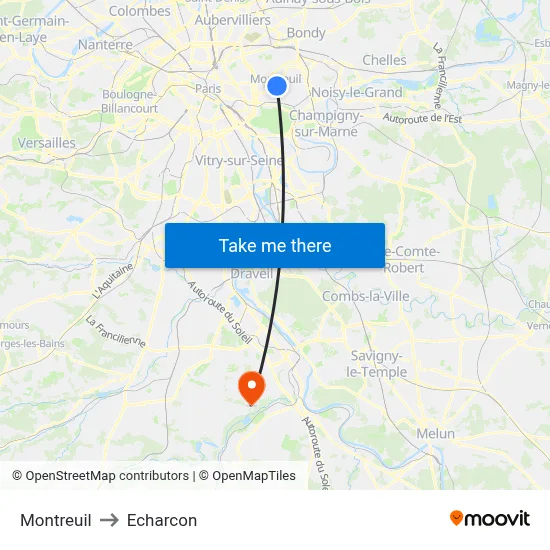 Montreuil to Echarcon map