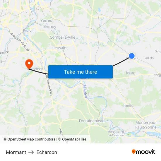 Mormant to Echarcon map