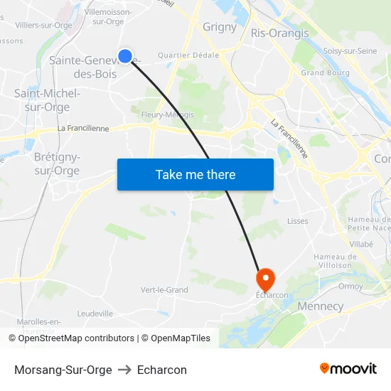 Morsang-Sur-Orge to Echarcon map