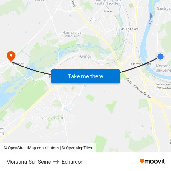 Morsang-Sur-Seine to Echarcon map