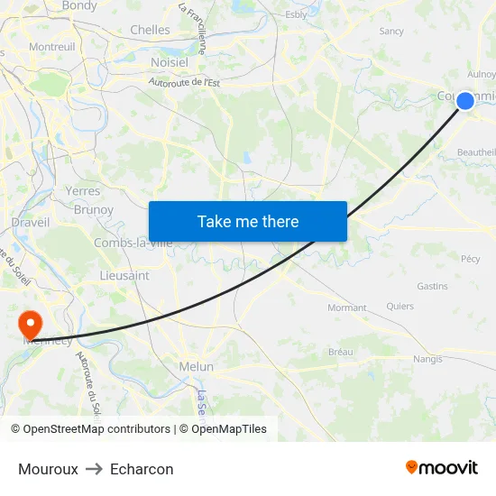 Mouroux to Echarcon map