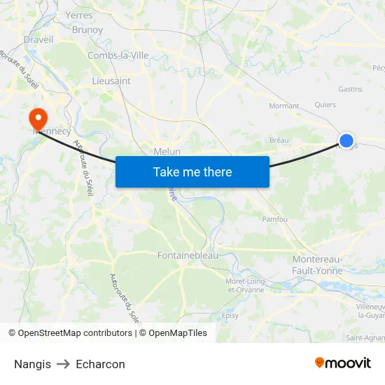 Nangis to Echarcon map