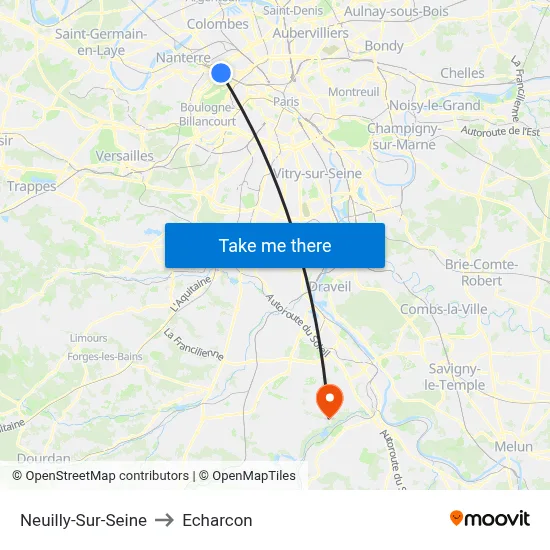 Neuilly-Sur-Seine to Echarcon map